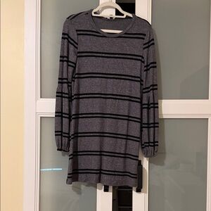 As U Wish Gray and Black Striped Tunic